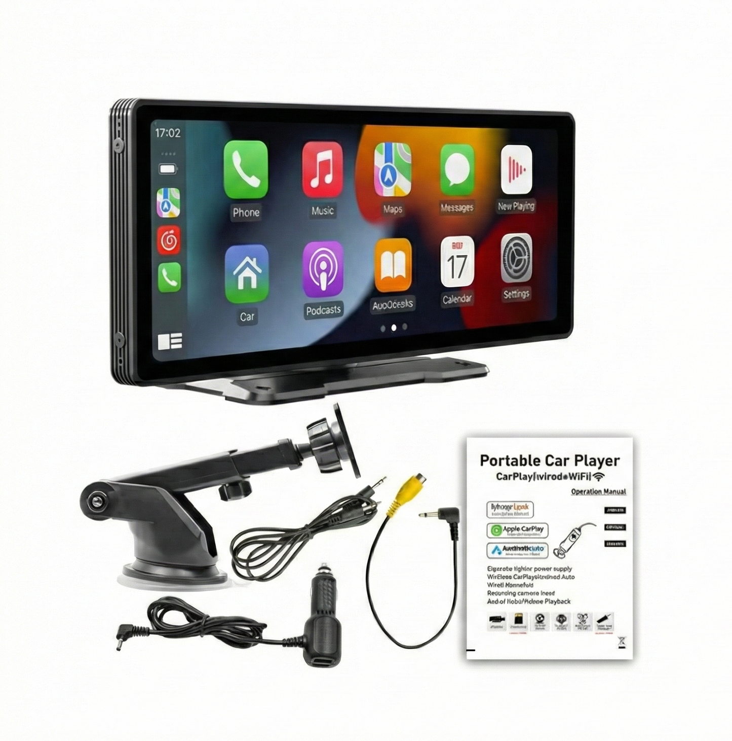 DriveGadget Wireless CarPlay Screen with HD Rearview Camera
