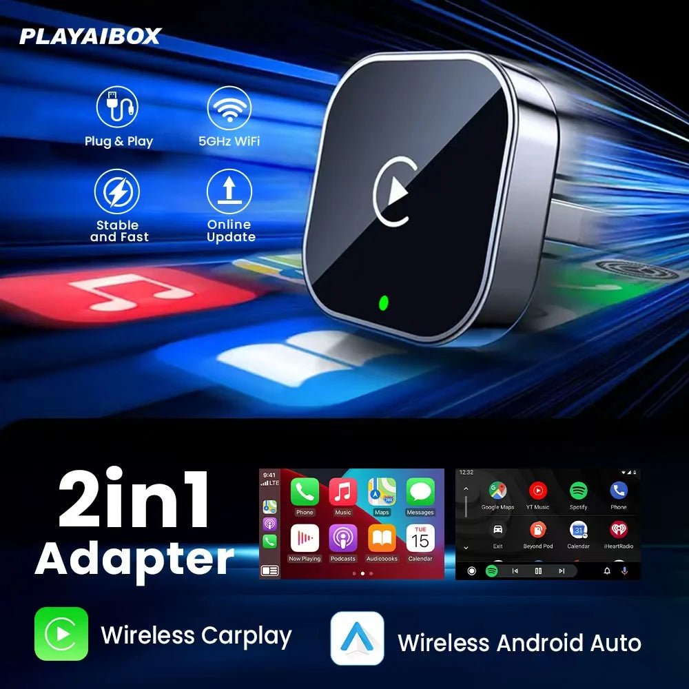 2025 Wireless Carplay Android Auto Adapter USB Dongle Smart Mini Box Plug and Play 5G WIFI Bluetooth for 98% Wired Carplay Cars
